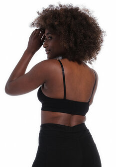 Comfort Bra With Spaghetti Straps -  Black