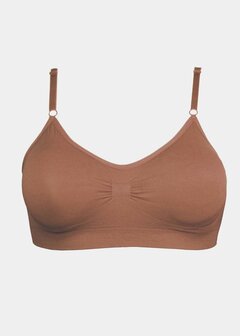 Bamboo Comfort Bra With Spaghetti Straps - Mocha