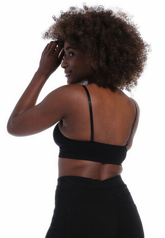 Comfort Bra With Spaghetti Straps -  Black