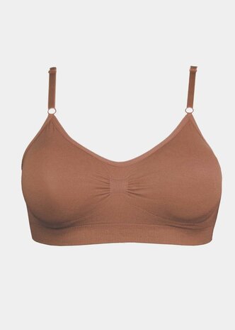 Bamboo Comfort Bra With Spaghetti Straps - Mocha