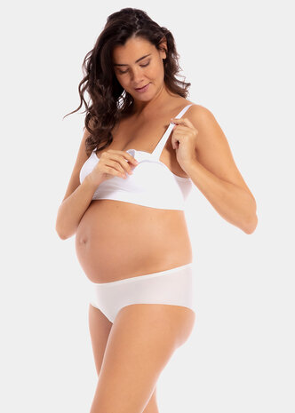 Mama Comfort Nursing Bra - White & Ice Blue