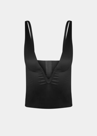 Gloss Low Plunge Top - Black